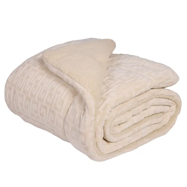 Κουβερτοπάπλωμα 160x220 Μονό 720gsm Fleece Sherpa Das Home 1394 Beige 100% Πολυέστερ 3