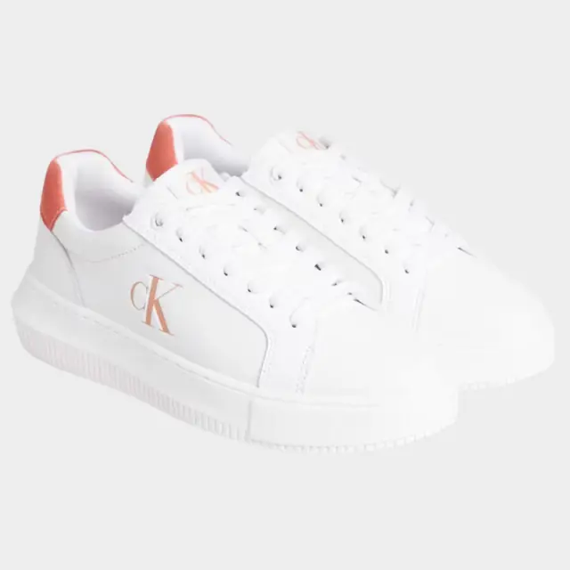 Calvin Klein- Γυναικεία Δερμάτινα Sneakers Chunky Cupsole Low Laceup Lth Ml YW0YW01670-0K6 Λευκό - 40 2