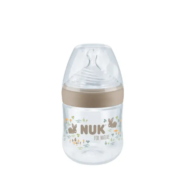 Nuk For Nature Πλαστικό Μπιμπερό Κατά των Κολικών με Θηλή Σιλικόνης για 0-6 μηνών 150ml Μπεζ (10.743.075), 1 τμχ 2