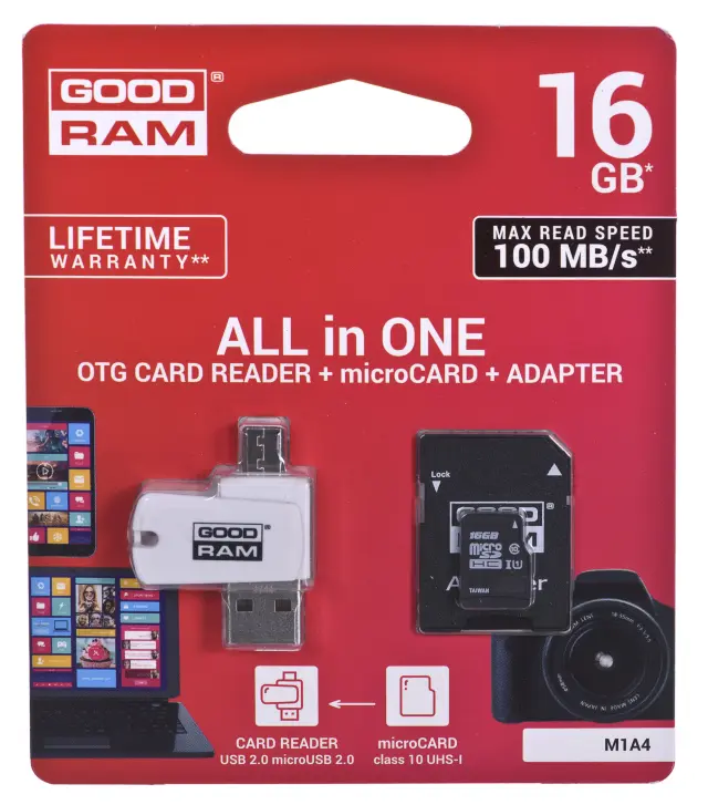 Goodram M1A4-0160R12 memory card 16 GB MicroSDHC Class 10 UHS-I