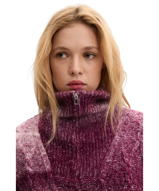 Desigual - Γυναικείο Πλεκτό Πουλóβερ Otto 26WWJF20-3017 Μωβ/Λευκό 2