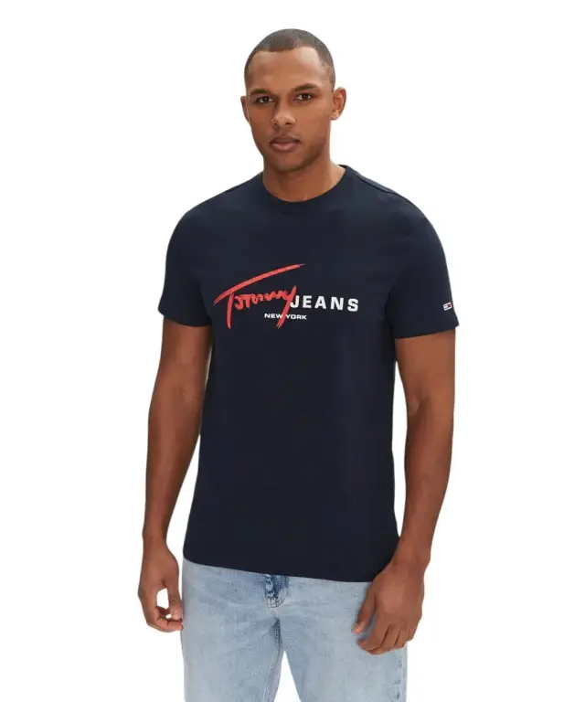Tommy Hilfiger - Ανδρικό T-shirt Signature Dna Tee Ext Regular Fit DM0DM20817-C1G Μπλε Ναυτικό - S