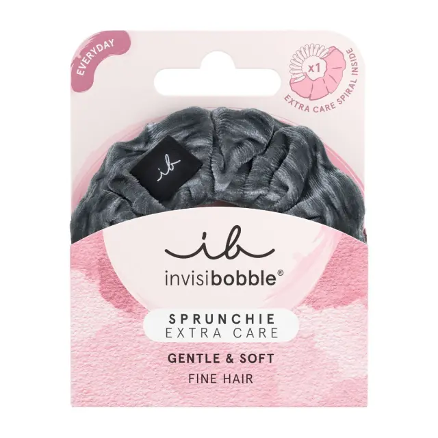 Invisibobble Sprunchie Extra Care Soft as Silk Γκρι Υφασμάτινο Λαστιχάκι Μαλλιών, 1τμχ