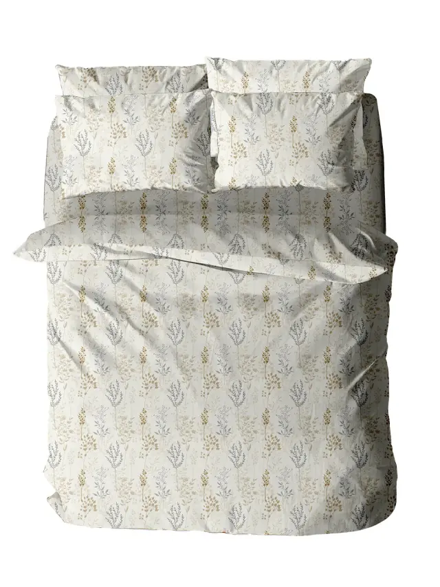 Σετ Σεντόνια Menta Εμπριμέ 400 Beige Διπλό (200x260) Sunshine