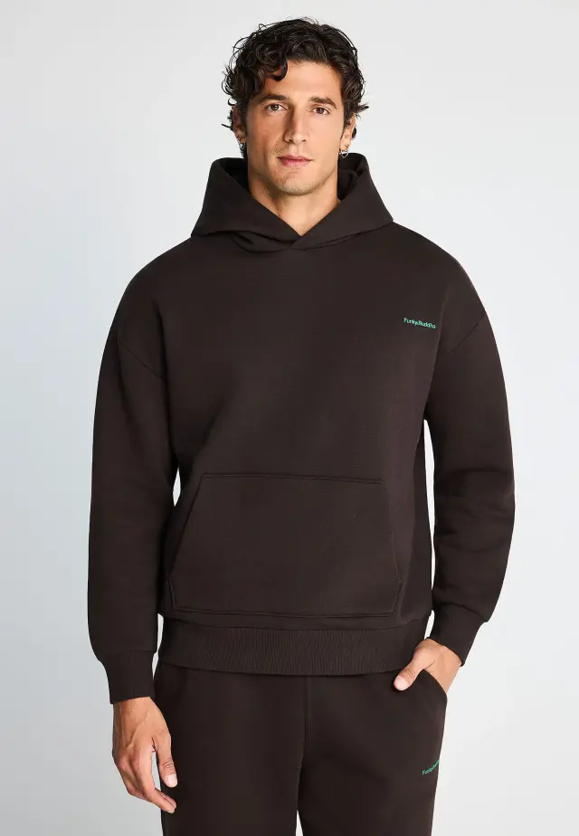 Funky Buddha Hoodie Bitter Chocolate FBM014-022-06-Bitter Chocolate - 3XL