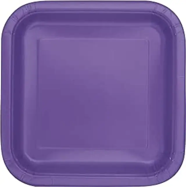 Πιάτα χάρτινα φαγητού τετράγωνα Μωβ / 14 τεμ - Neon purple