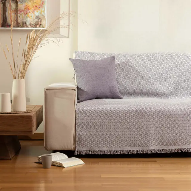 Ριχτάρι Βαμβακερό Διθέσιο Ikat Γκρι 180 x 250 cm Γκρι 180 x 250 cm 3