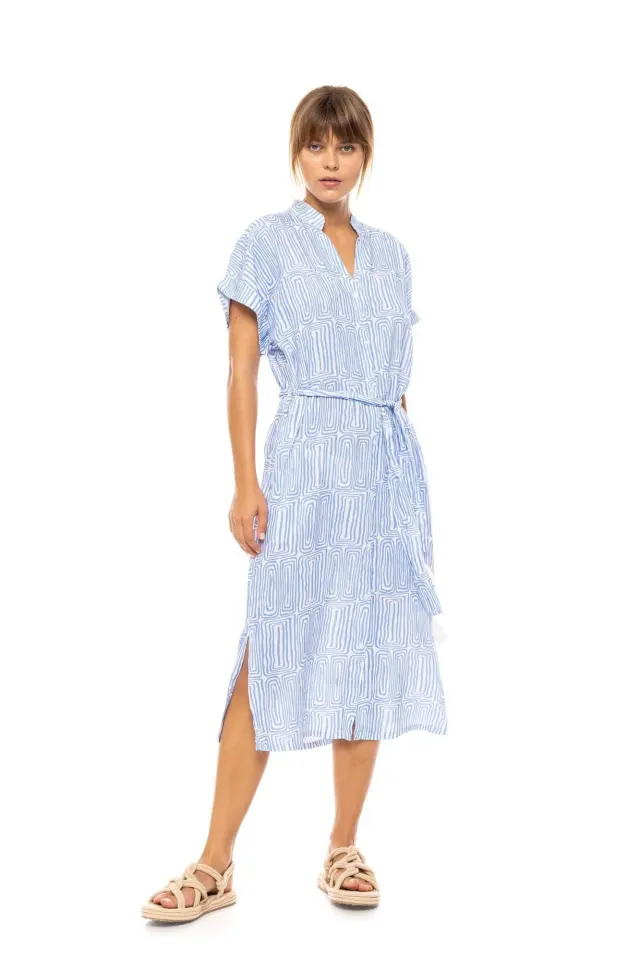 Beachwear B554 Midi Ice Blue Geo Pink Label 3