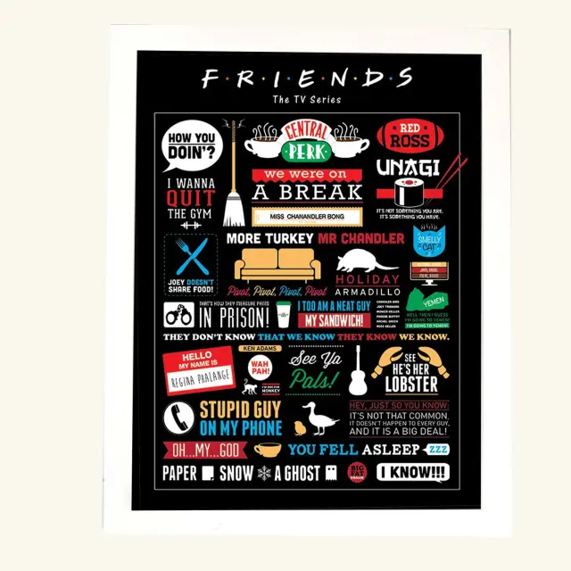 Αφίσα Friends Infographic 40x50εκ Κορνίζα Ξύλινη Χρώμα Λευκό Με Τζάμι MAT K1041-3