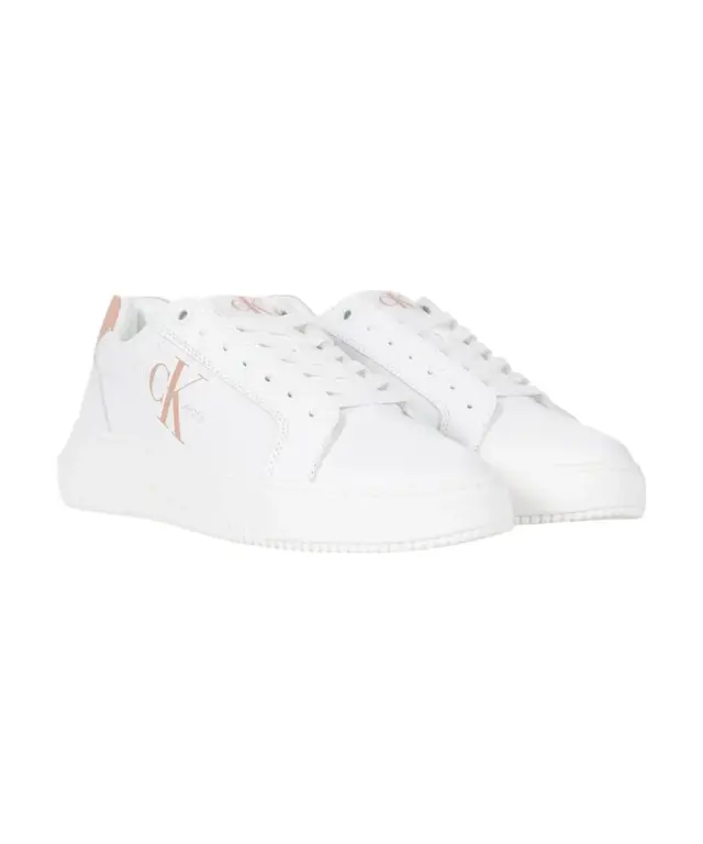 Calvin Klein - Γυναικεία Δερμάτινα Sneakers Chunky Cupsole Mono Wn YW0YW00823-0K6 Λευκό - 40 2