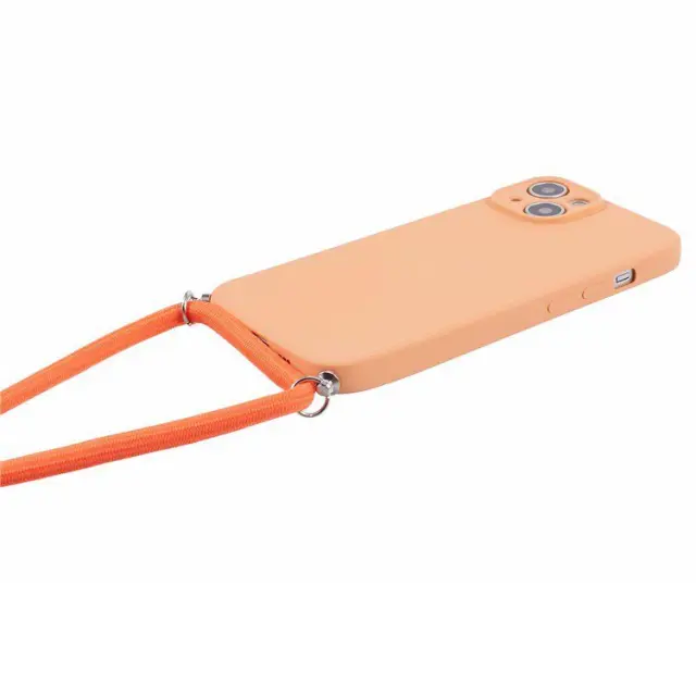 Θήκη Σιλικόνης με Κορδόνι για το Λαιμό για iPhone 13- Orange OEM 3