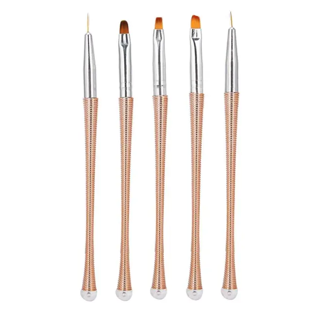 Σετ 5 πινέλα ακρυλικού Gel και Nail Art Rose Gold