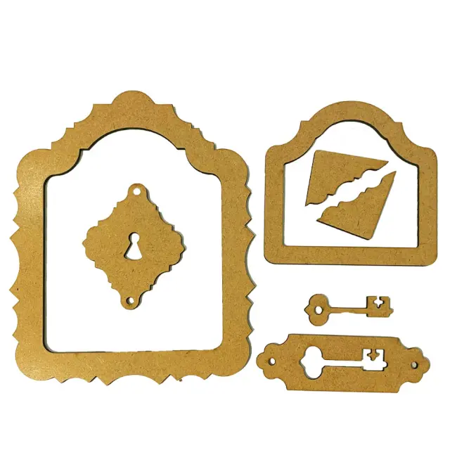 Διακοσμητικά σχέδια MDF, Stamperia, Alice in Christmas, Κορνίζες και κλειδί