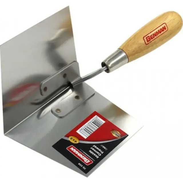 Benman 70558 - Μυστρί Εσωτερικής Γωνίας Inox 127x101mm με Ξύλινη Λαβή