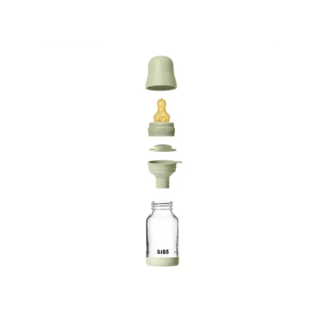 BIBS - Glass Baby Bottle Round Latex Slow Flow - Sage - 120 ml - Baby and Children 2
