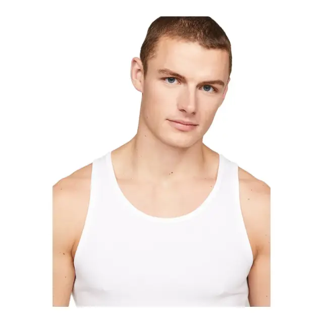 Tommy Hilfiger Ανδρικό Φανελάκι Premium Essential Flag Tank Top - Τριπλό Πακέτο, Χρώμα Λευκό-Λευκό-Λευκό 3