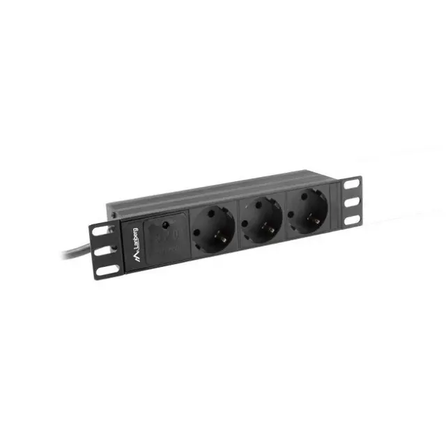 Lanberg Πολύμπριζο Ασφαλείας 3x Schuko 2m Black (PDU-03F-0200-IEC-BK)