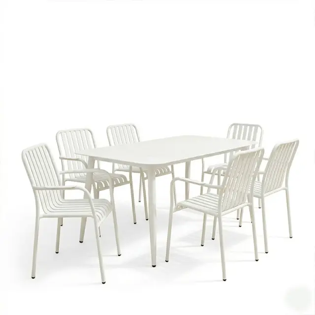 Τραπεζαρία Heven Vista pakoworld σετ 7τεμ λευκό αλουμίνιο 150x80x72εκ 2