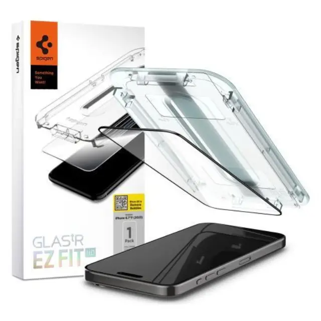 Tempered Glass Full Face Spigen Glas.tR EZ-FIT Apple iPhone 15 Pro Max Μαύρο N62712