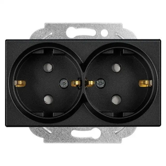 Novella-Trenda Black Child Protected Double Earth Socket