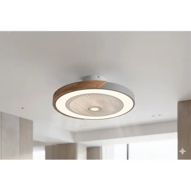 Red led Ανεμιστήρας Οροφής 50cm 25W DC με Φως Γκρι Καφέ Woody Plus