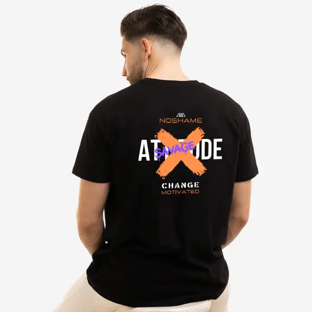 T-shirt Noshame® Μαύρο με τύπωμα Attitude - 122453 - XXL