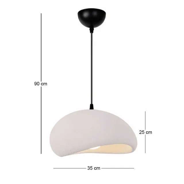 Φωτιστικό οροφής Riven Megapap E27 polyester μονόφωτο χρώμα κρεμ Ø35x80εκ. 3