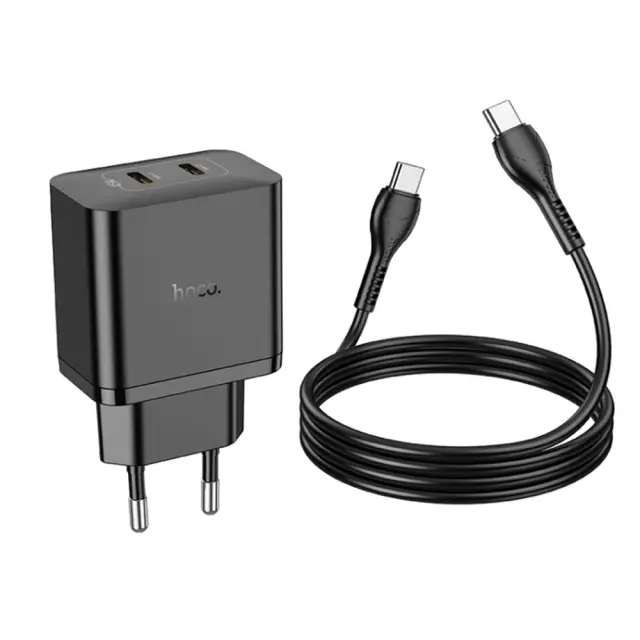 Hoco Φορτιστής με Διπλή Θύρα USB-C και Καλώδιο USB-C 45W Μαύρος N35 3