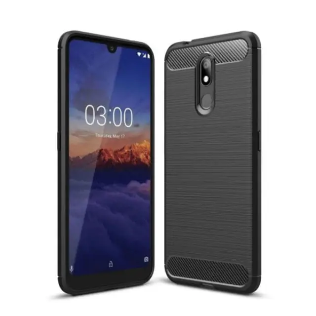 Θήκη Brushed Carbon Σιλικόνης για Νokia 3.2- Μαύρη OEM