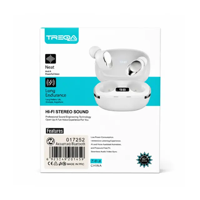 Treqa Ασύρματα Bluetooth Ακουστικά TWS με Θήκη Φόρτισης BT-84 - True Wireless Bluetooth Earbuds with Charging Case 017252 3