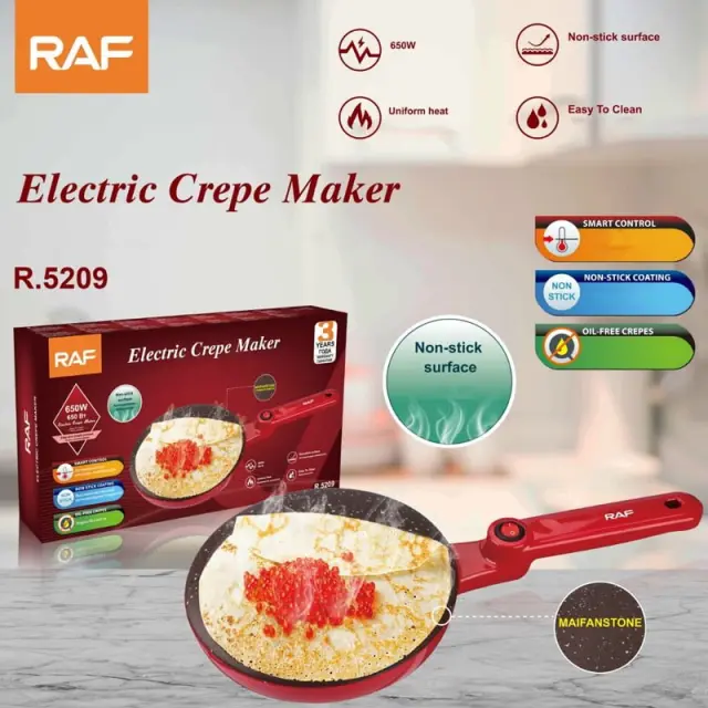 RAF Αντικολλητική Ηλεκτρική Κρεπιέρα 600W R.5209 - Electric Crepe Maker 92010