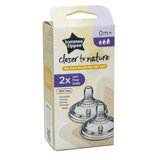 Tommee Tippee Closer To Nature 2 x Vari Flow Teats Θηλές Σιλικόνης - Μεταβλητής Ροής με Κοπή σε Σχήμα Χ 0m+, 2τεμ