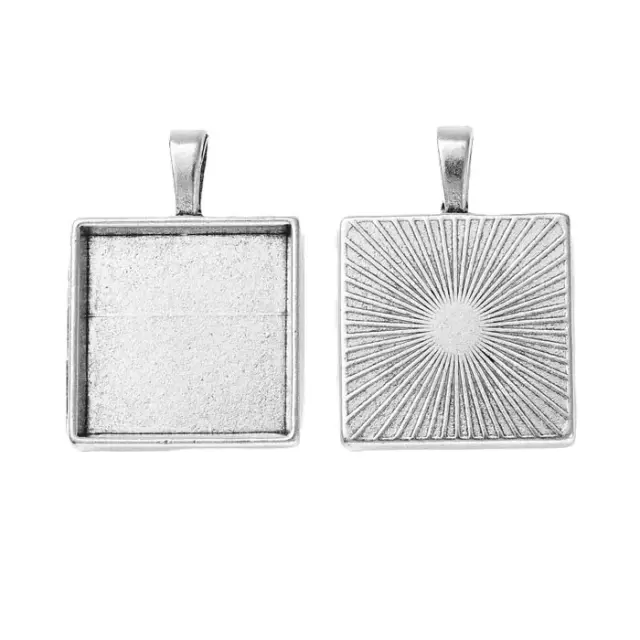 Καστόνι Κρεμαστό Τετράγωνο 32x24mm - Antique Silver - 4τεμ