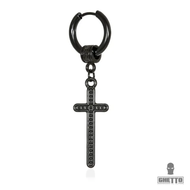Ghetto Kpop Earrings Black Cross SS 1pcs