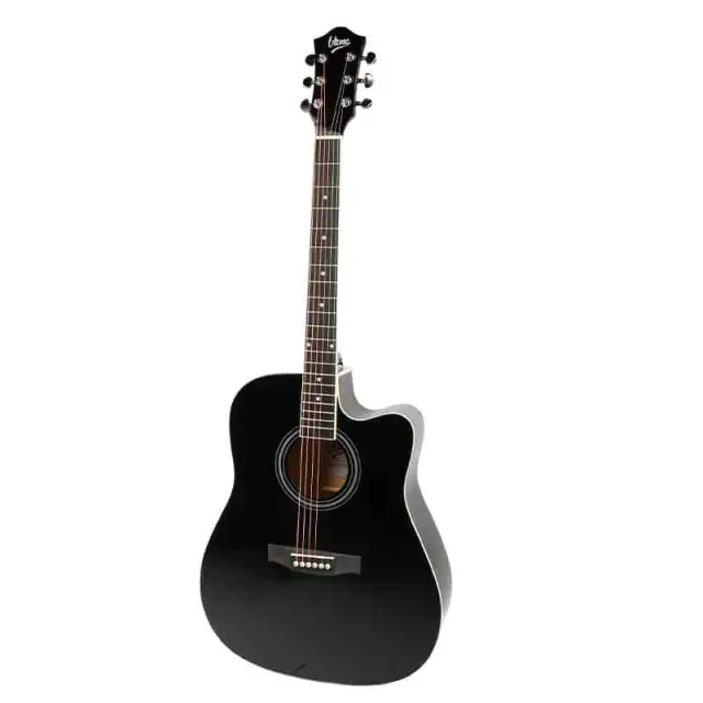 V-TONE AG TWO BK acoustic guitar 4/4 black to learn for beginners picks strap spare strings cover chords adjustment key set 3