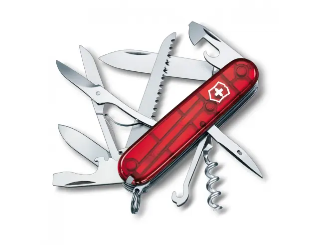 Ελβετικός Σουγιάς Victorinox Huntsman με 15 λειτουργίες και μήκος 9.1cm - Red Transparent1.3713.T 2