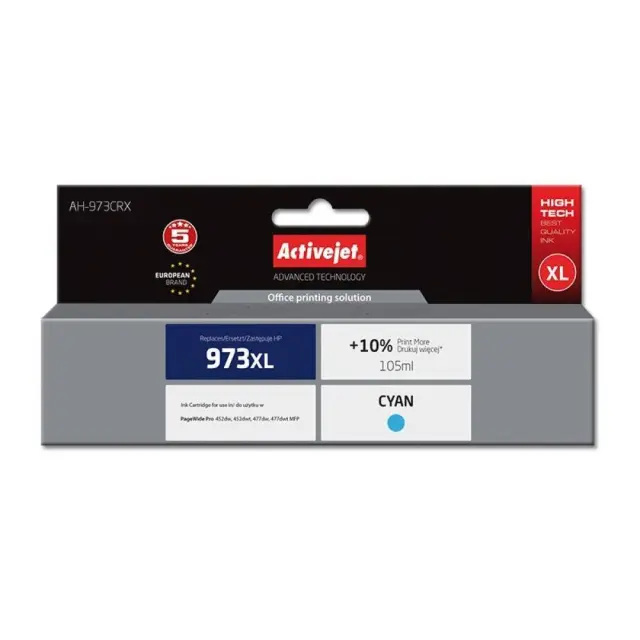 Activejet AH-973CRX ink (replacement for HP 973XL F6T81AE; Premium; 105 ml; cyan)