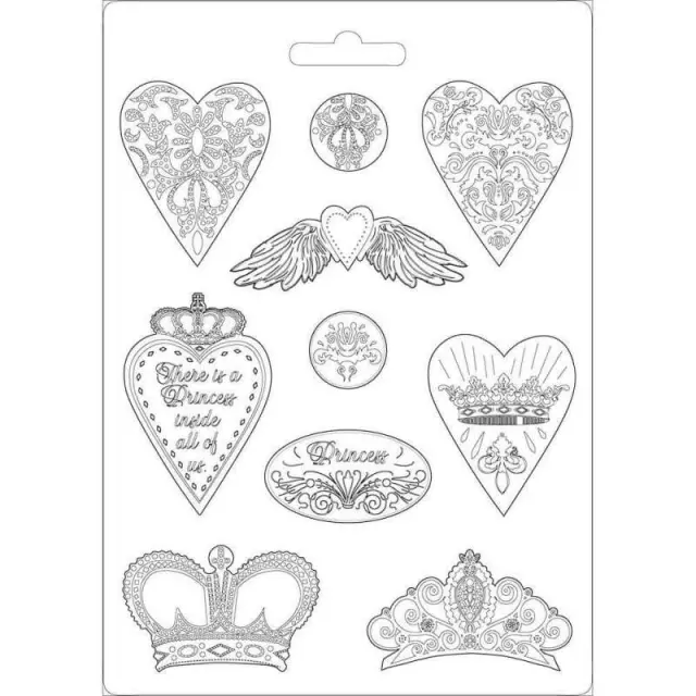 Εύκαμπτο Καλούπι για Σαπούνι-Γύψο - 21x29.7cm - Hearts and Crowns
