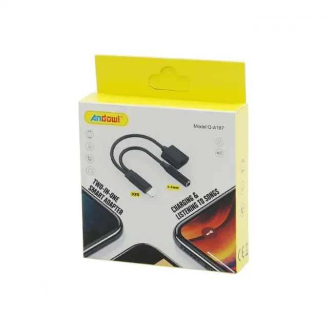 SMART ADAPTER LIGHTNING ΣΕ AUX 3.5mm ΚΑΙ LIGHTING ANDOWL AN-Q-A187 3