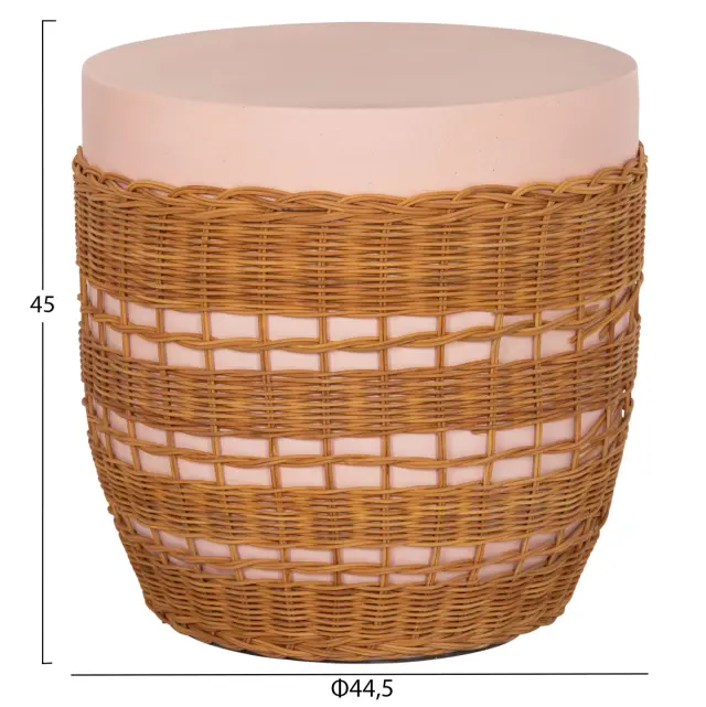 ΒΟΗΘΗΤΙΚΟ ΤΡΑΠΕΖΙ FB918166 FIBER CEMENT ΡΟΖ-RATTAN ΦΥΣΙΚΟ Φ44.5x45Υεκ. 2