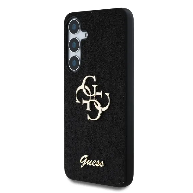 Guess PU Fixed Glitter 4G Metal Logo Case for Samsung Galaxy S25 Black 2