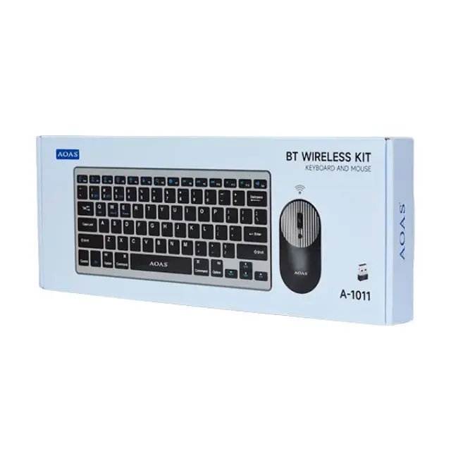 Ασύρματο Bluetooth Σετ Πληκτρολόγιο & Ποντίκι Αγγλικό US Γκρι A-1011 2