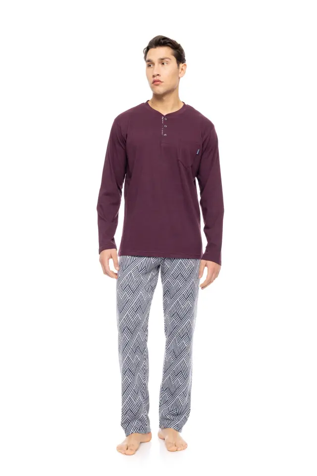 W-M772 - Bordo - PYJAMA JACQUARD HENRY STRIPES