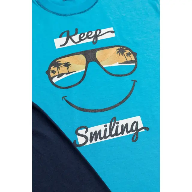 Πυτζάμα Παιδική Καλοκαιρινή Minerva Keep Smiling Μπλε Νο4 61958-171 3