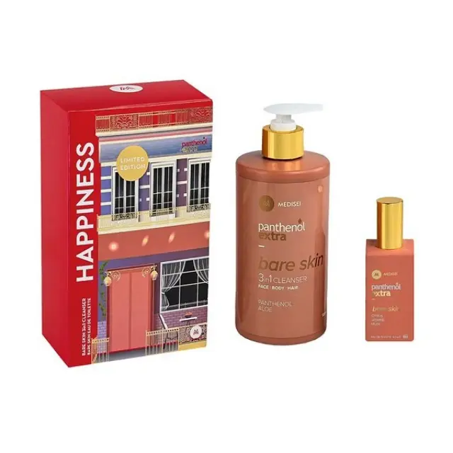 Panthenol Extra Happiness Σετ Bare Skin 3 in 1 Καθαριστικό 500ml & Eau De Toilette 50ml