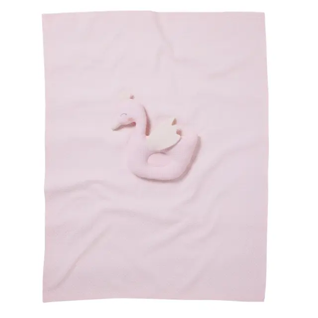 Κουβέρτα Αγκαλιάς 75x100 Με Παιχνίδι Das Home 4956 White-Pink 100% βαμβακερό 2