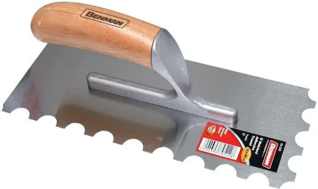 Benman 70512 - Σπάτουλα Πλακιδίων Inox 280x120mm με Δόντι με Δόντι Τύπου U και Ξύλινη Λαβή