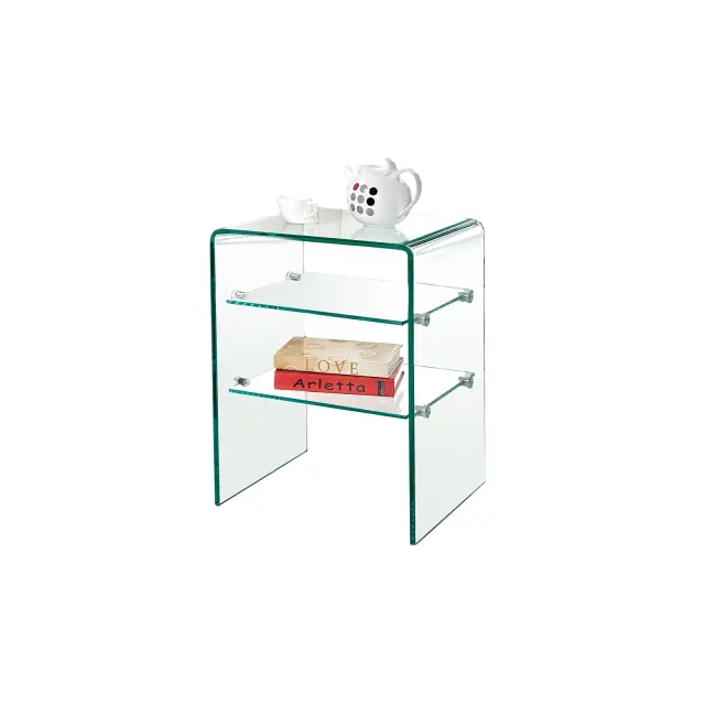 Τραπεζάκι – Ραφιέρα GLASSER Bent Glass - Γυαλί Clear 50x40x58cm