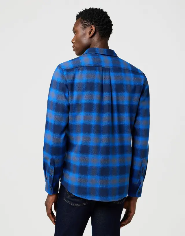 Wrangler Ανδρικό Πουκάμισο Καρό 112371524 – Icy Indigo - S 2