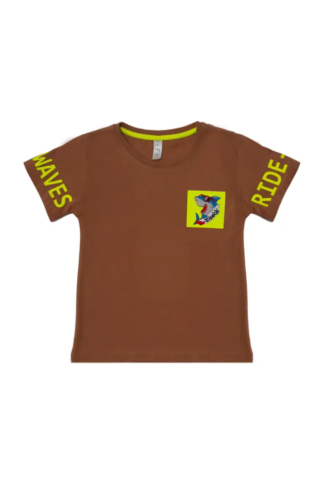 T-Shirt Kid Shark Καφέ